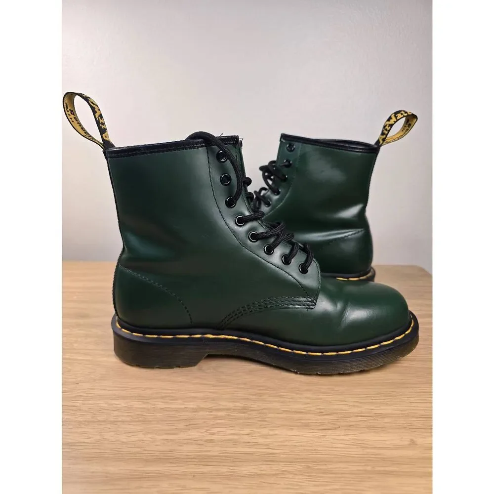 Dr. Martens 1460 Smooth Leather Lace Up Boots Green Men's Size 9